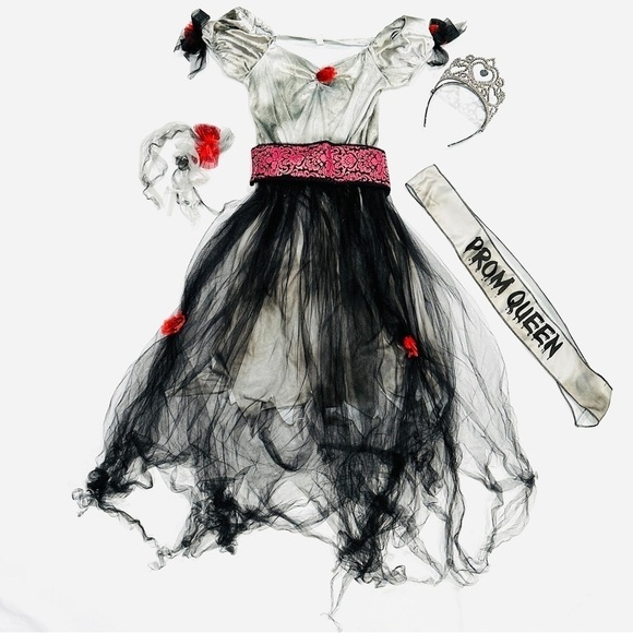 Prom Queen Corpse Zombie 5pc Halloween Costume - Picture 1 of 13